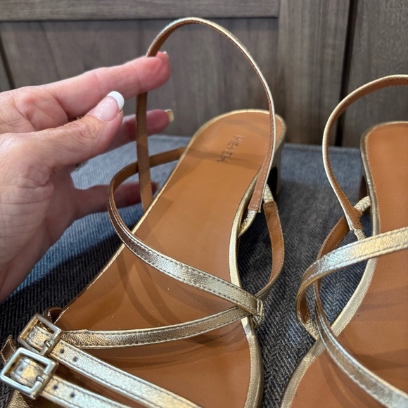 ME+EM Metallic Gold Strappy Sandals kitten heel - Picture 5 of 10